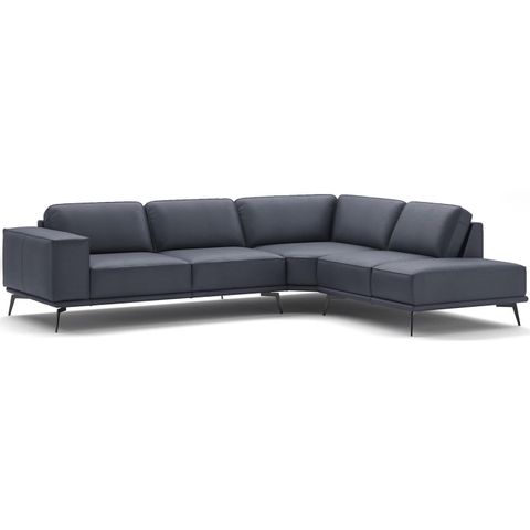 Charcoal Gray Leather Sectional Sofa With Chaise Lounge | Cabinets Matttroy with Morrison Right Sectional Sofa, Charcoal Gray